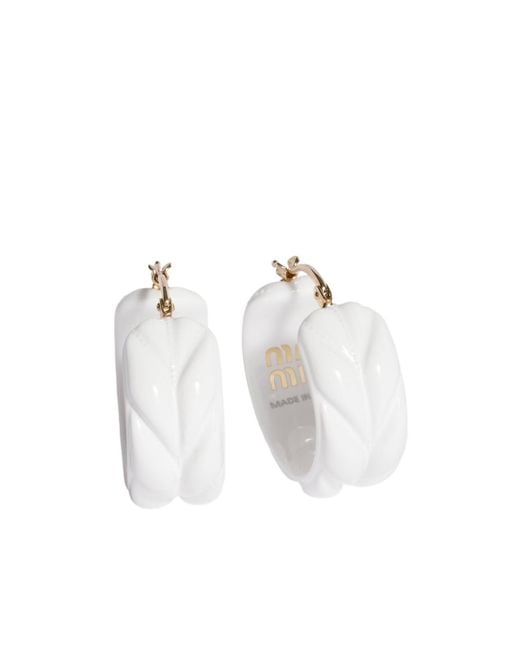 Miu Miu White Matelassé Plexiglas Earrings