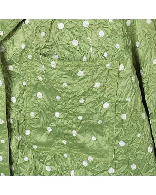 Ganni Green Crinkled Polka-Dot Shirt