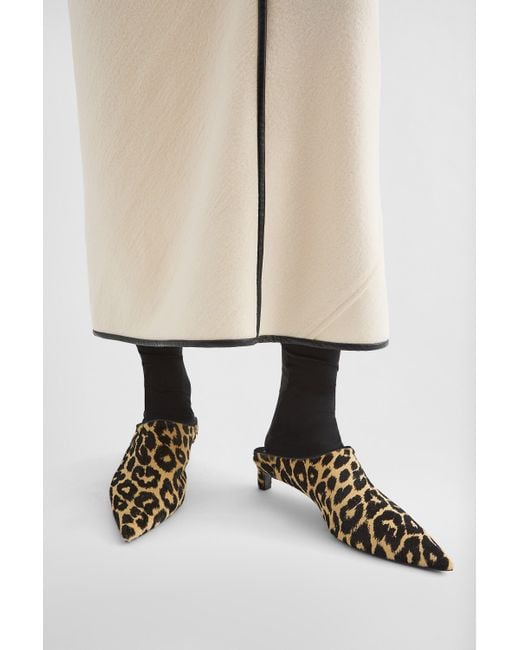 Jil Sander Brown Leopard-Printed Pointed Toe Mules