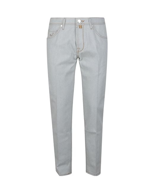 Jacob Cohen Gray Logo Patch Straight-Leg Jeans for men