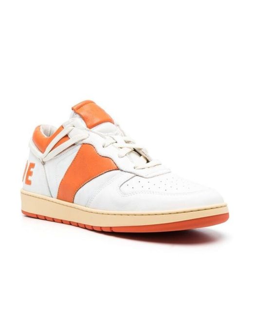 Rhude Pink Logo-Patch Leather Sneakers for men
