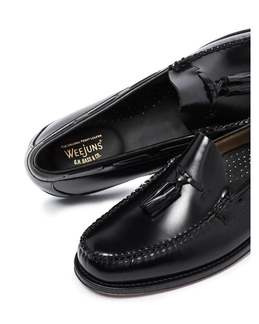 G.H.BASS Black Tassel Loafers for men
