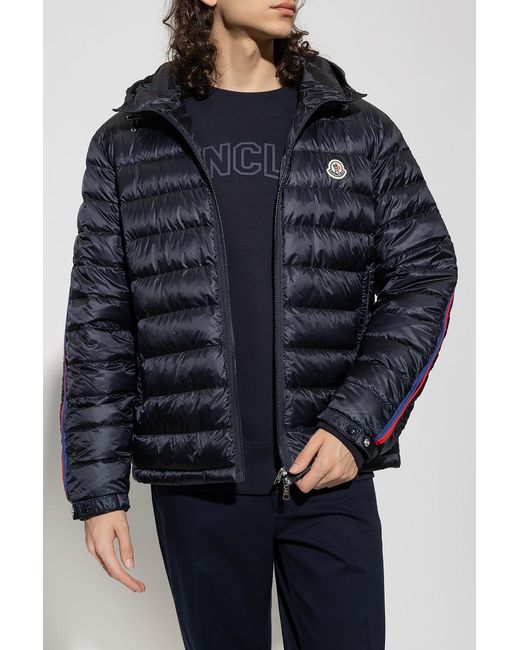 Moncler Blue Agout Logo-Patch Puffer Jacket for men