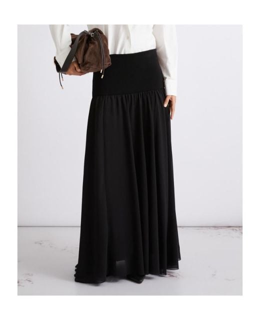 Marella Black Flared Georgette Skirt