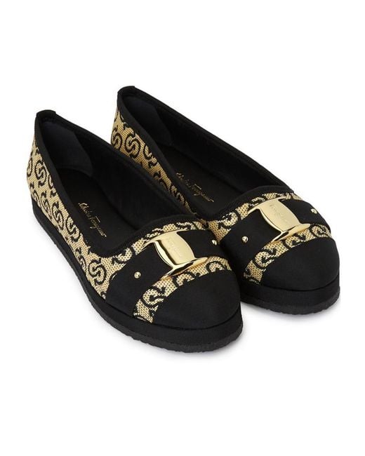 Ferragamo Black Kacy Flat Shoes