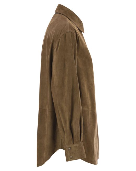 Brunello Cucinelli Green Bead-Embellished Leather Shirt