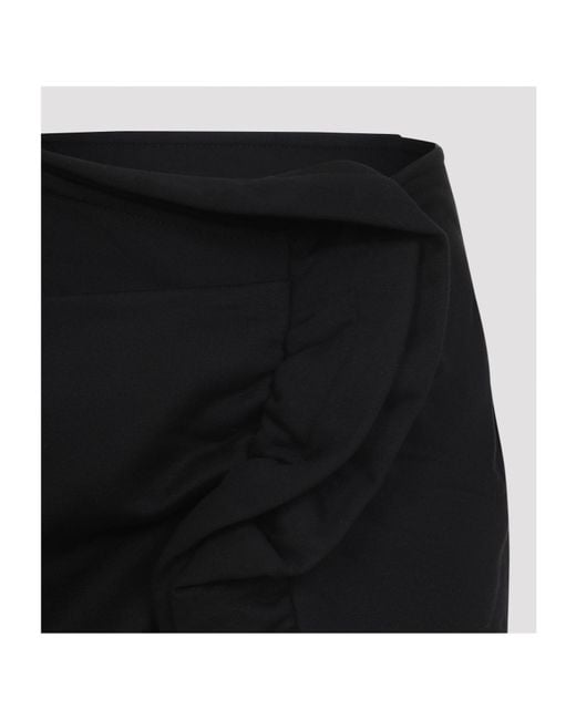 Dries Van Noten Black Ruffled Asymmetric Hem Midi Skirt