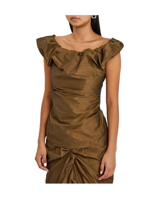 Vivienne Westwood Green Draped Cotton-Blend Top