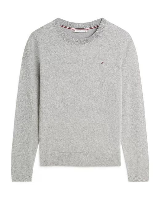 Tommy Hilfiger Gray Crew-Neck Logo Sweater