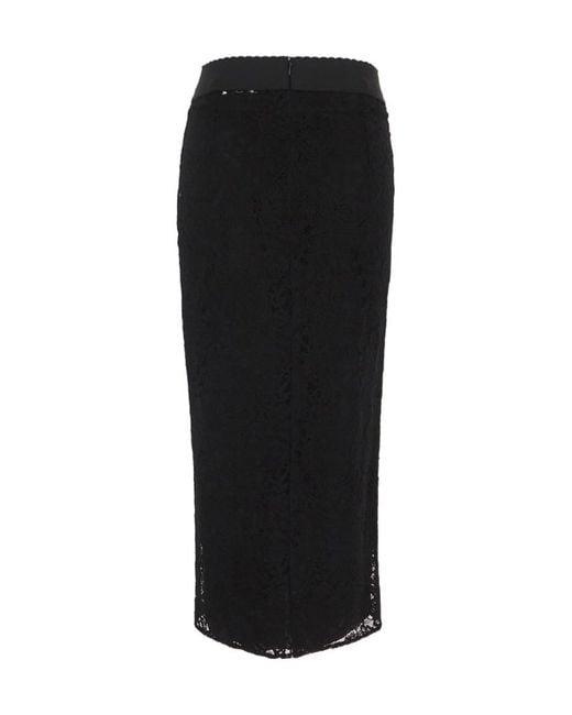 Dolce & Gabbana Black Number Patch Lace Detailed Skirt