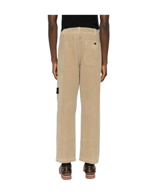 Stone Island Natural Logo Patch Corduroy Pants for men