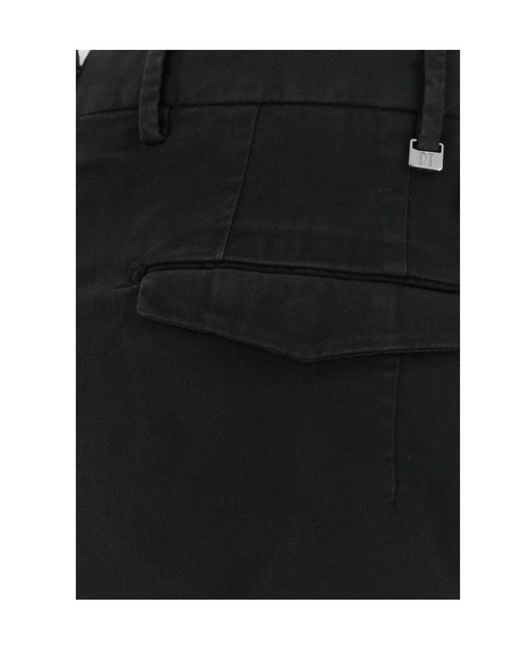 Pt Pantaloni Black Casual Trousers With Belt Loops for men