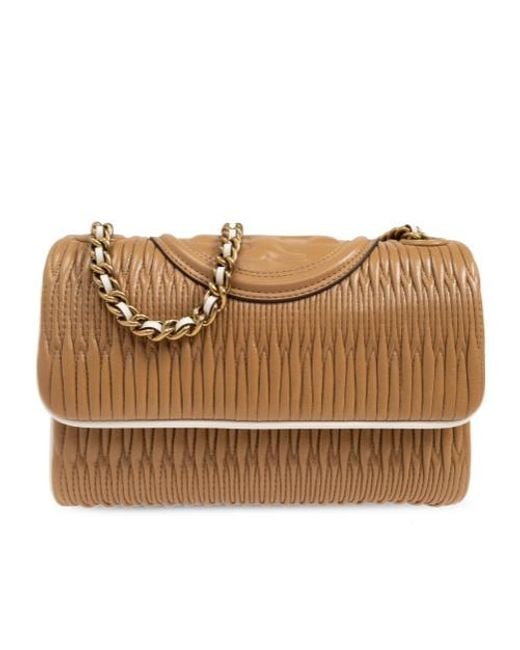 Tory Burch Brown Fleming Soft Pleat-Detailed Small Shoulder Bag