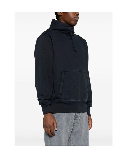 Stone Island Blue Compass Patch Drawstring Hoodie for men