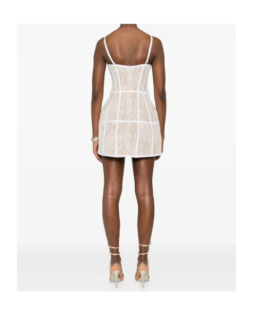 GIUSEPPE DI MORABITO Natural Lace Panelled Mini Dress