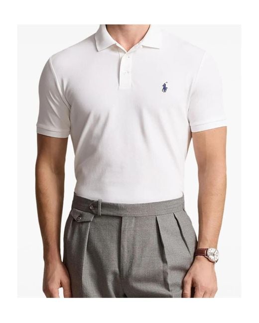 Polo Ralph Lauren White Custom Slim Fit Stretched Polo Shirt for men
