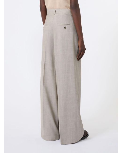 Weekend by Maxmara Gray Virgin Wool Wide-Leg Trousers