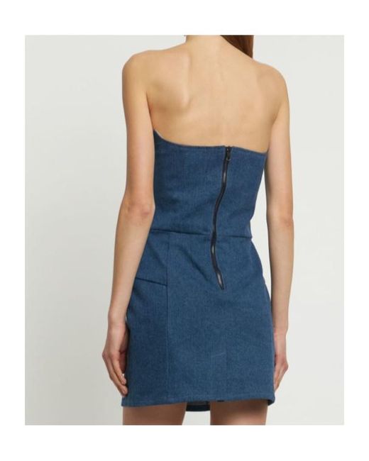 GIUSEPPE DI MORABITO Blue Embellished Strapless Denim Mini Dress