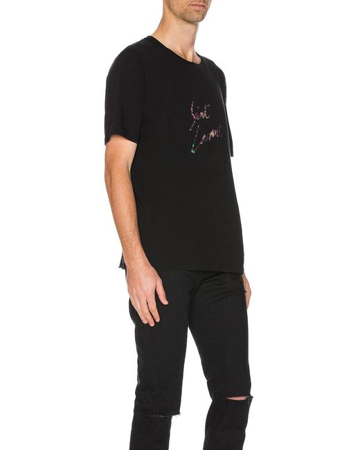 Saint Laurent Black Animal Print' T-Shirt for men