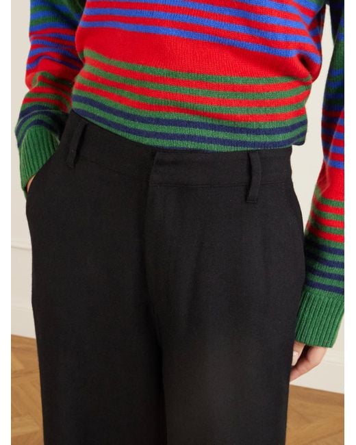 The Elder Statesman Black Cashmere And Wool Blend Wide-Leg Casual Pants
