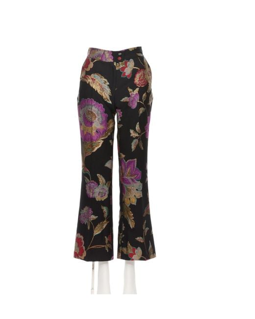 Valentino Multicolor Jacquard Floral Trousers