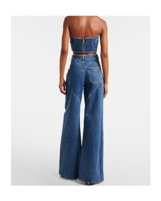 Area Blue Strapless Denim Top
