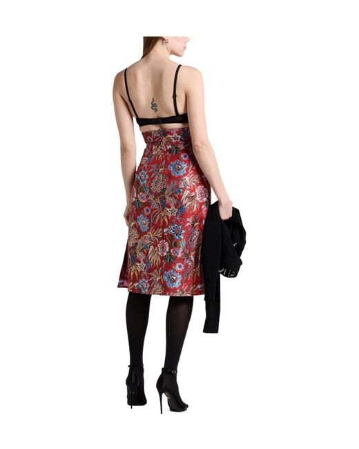 Dolce & Gabbana Red Floralpattern Aline Skirt