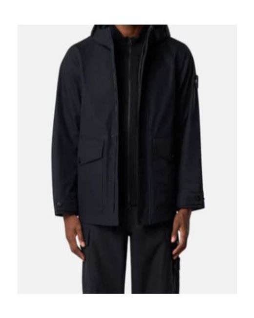 Stone Island Blue Ghost Logo Patch Hooded Coat for men