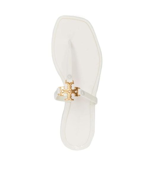Tory Burch White Roxane T-Bar Strap Sandals