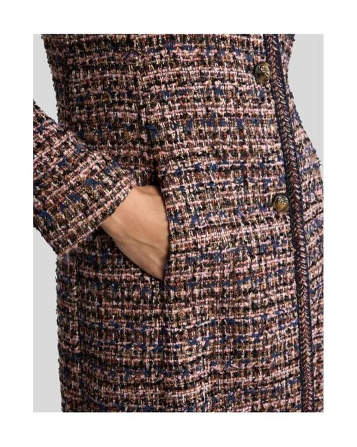 Etro Brown Multicoloured Tweed Coat