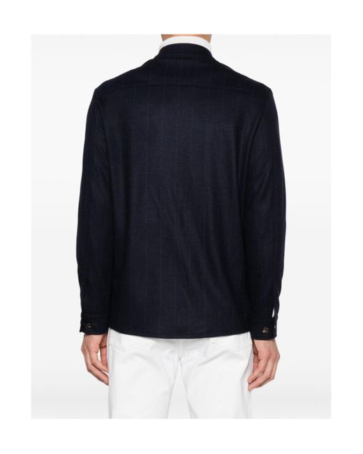 Eleventy Blue Striped Panelled Jacket for men