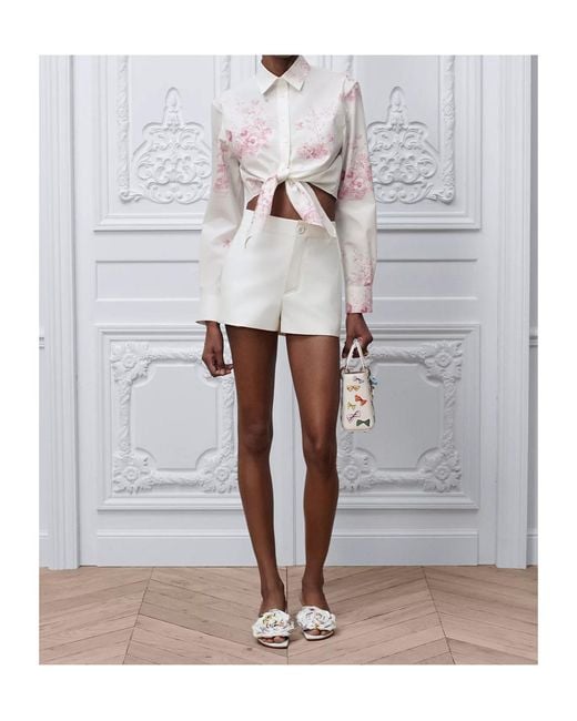 Dior White Iviera Tied Cropped Blouse