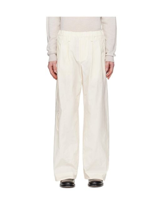 Homme Plissé Issey Miyake White Pleated Casual Pants for men