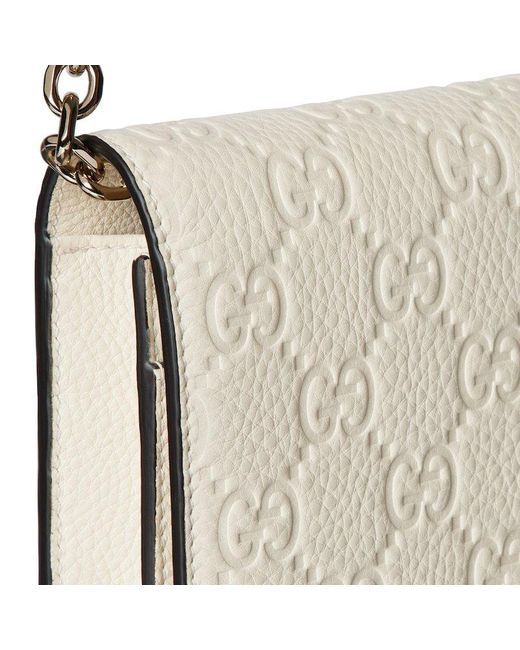 Gucci White Gg Emblem Wallet On Chain