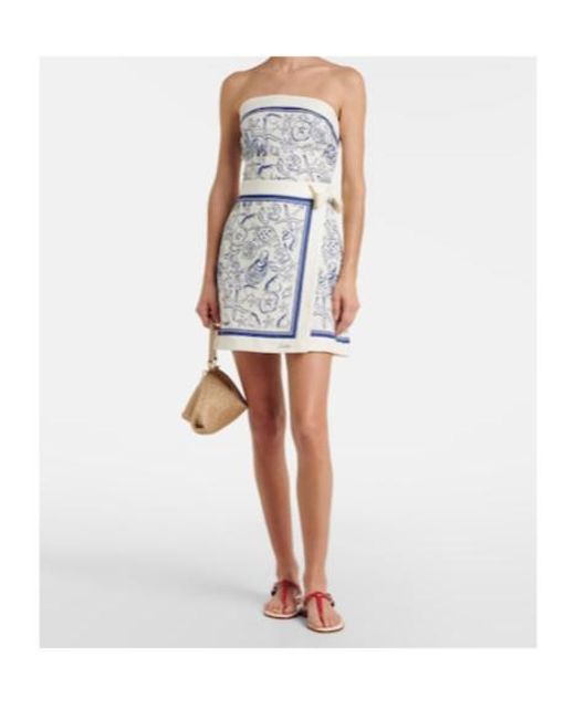 Jonathan Simkhai Blue Darbie Printed Linen-Blend Minidress