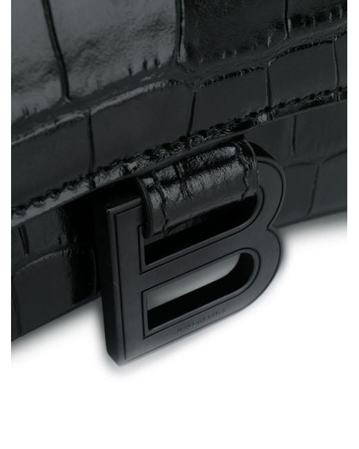 Balenciaga Black Hourglass Xs Top Handle Bag