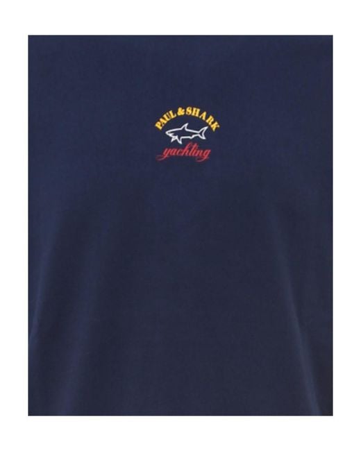 Paul & Shark Blue Logo Printed Crewneck T-Shirt for men
