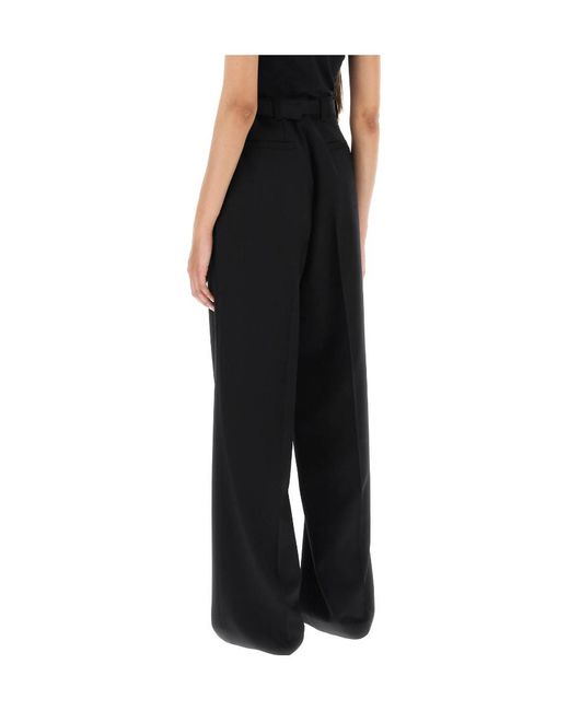 Miu Miu Black Belt-Loop Wool Trousers