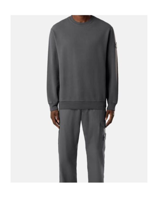 Stone Island Gray Logo Patch Crewneck Sweatshirt for men