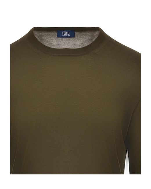 Fedeli Green Crew Neck Knitwear for men