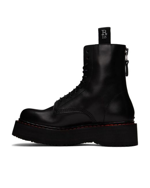 R13 Black Platform Leather Ankle Boots for men