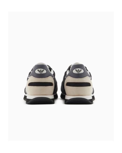 Emporio Armani Black Logo Patch Low-Top Sneakers for men