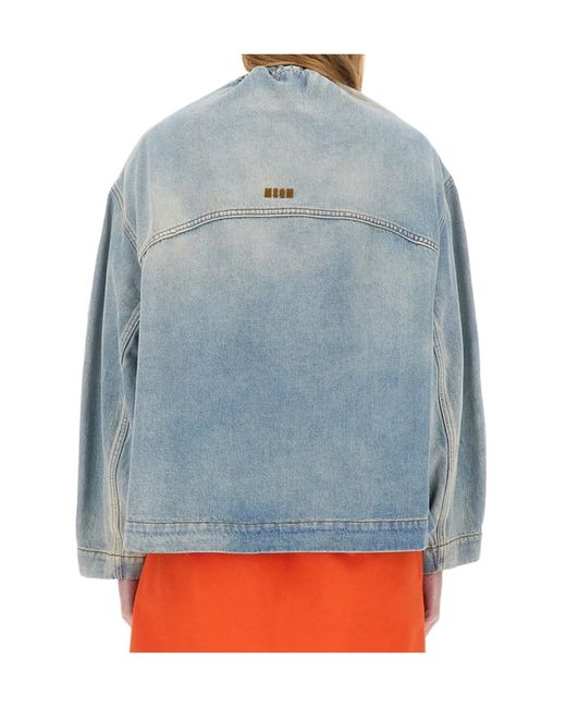 MSGM Blue Drawstring Denim Jacket
