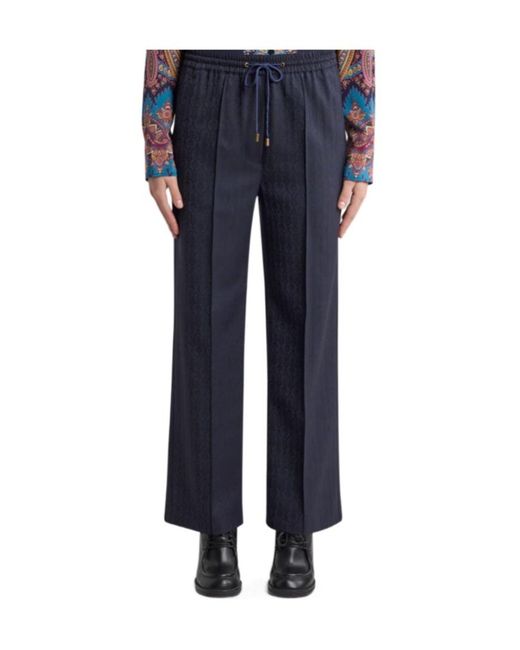 Etro Blue Wool Jacquard Jogging Trousers