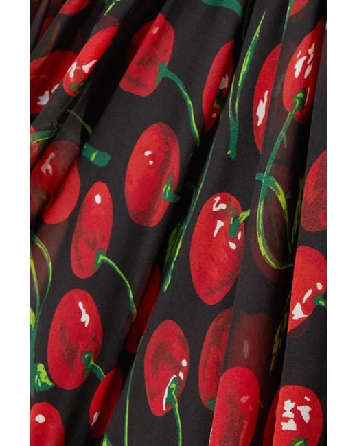 Dolce & Gabbana Red Cherry-Print Pleated Dress