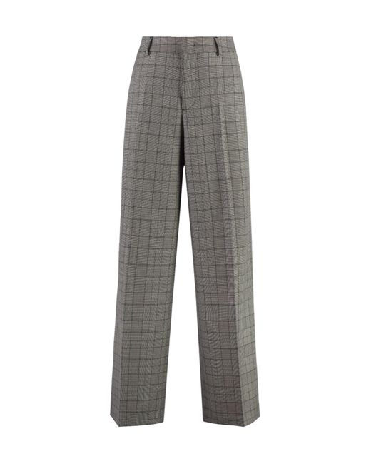 Pt Pantaloni Gray Pt01 Wide Leg Check Trousers