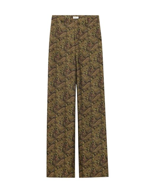 Saint Laurent Green Paisley Mid-Rise Pants