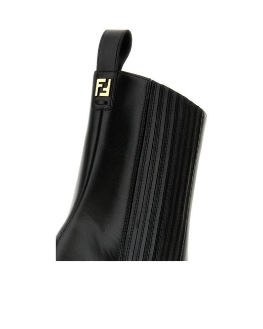 Fendi Black Leather Ankle Boots