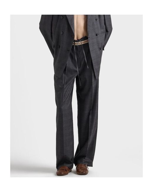 Prada Black Pleated Wide-Leg Pants