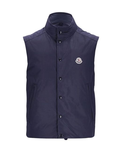 Moncler Blue Stand Collar Vest for men